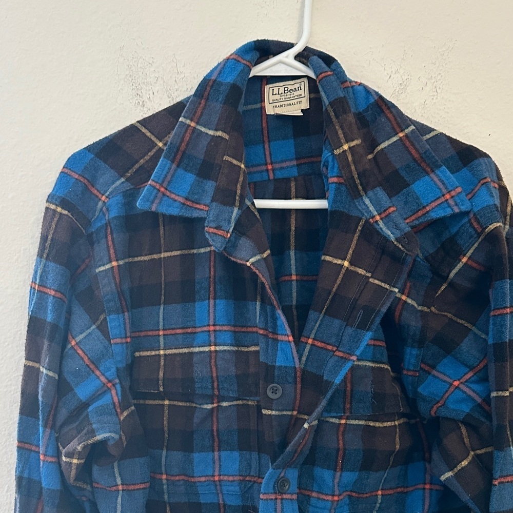 L.L. Bean Blue and Brown Checkered Shirt